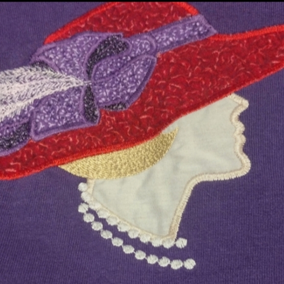 breckenridge Tops - Bundle 2 Tops Women Red Hat Society Purple TShirt Breckenridge Parrot Embroidery